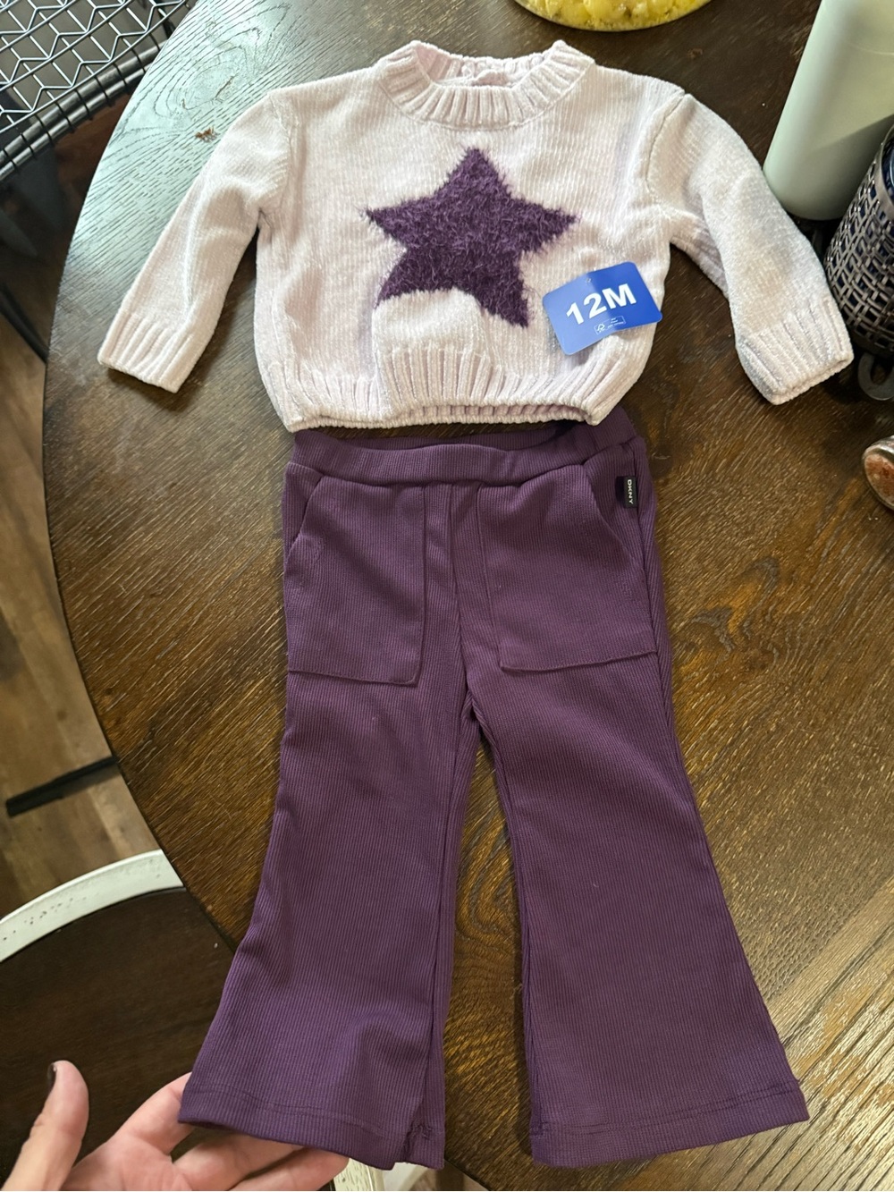 DKNY Purple Ribbed Flare Joggers - Kids